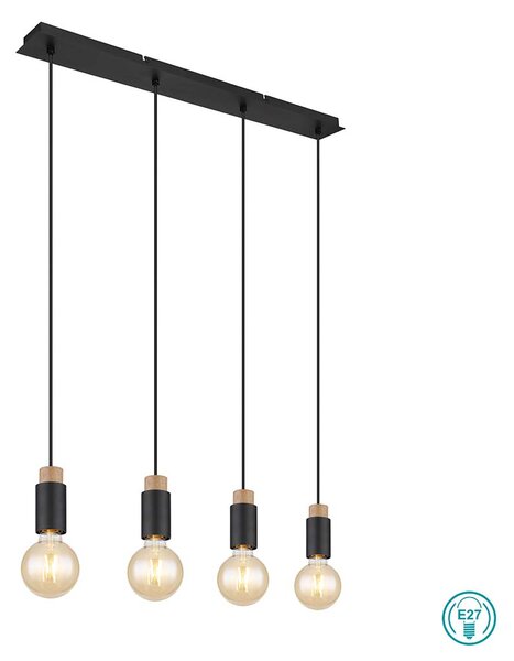 Φωτιστικό Κρεμαστό Globo Lighting Matti 54045-4H Μαύρο-Ξύλο