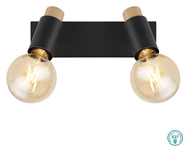 Απλίκα Globo Lighting Matti 54045-2 Μαύρο-Ξύλο