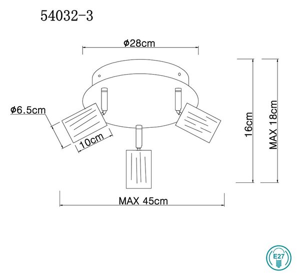 Σποτ Globo Lighting Joseba 54032-3B Νίκελ Ματ-Ξύλο Μαύρο