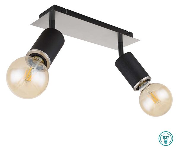 Σποτ Globo Lighting Joseba 54032-2B Νίκελ Ματ-Ξύλο Μαύρο