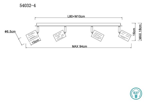 Σποτ Globo Lighting Joseba 54032-4 Μαύρο-Ξύλο