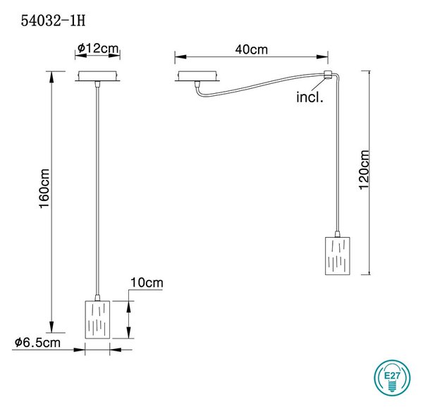 Φωτιστικό Κρεμαστό Globo Lighting Joseba 54032-1HB Νίκελ Ματ-Ξύλο Μαύρο