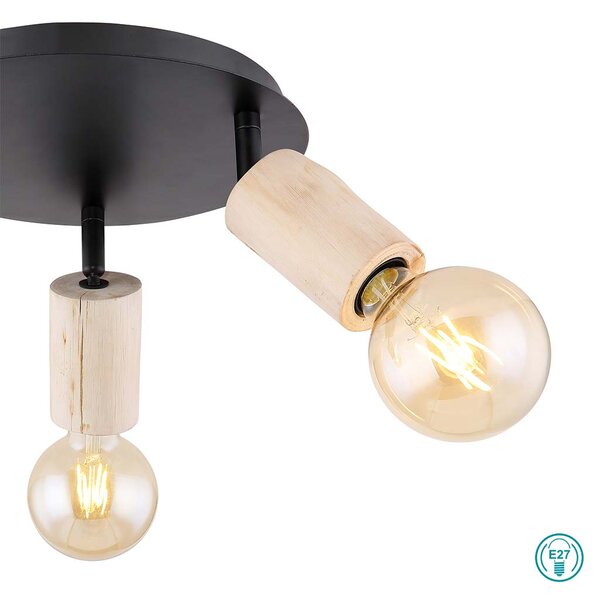 Σποτ Globo Lighting Joseba 54032-3 Μαύρο-Ξύλο