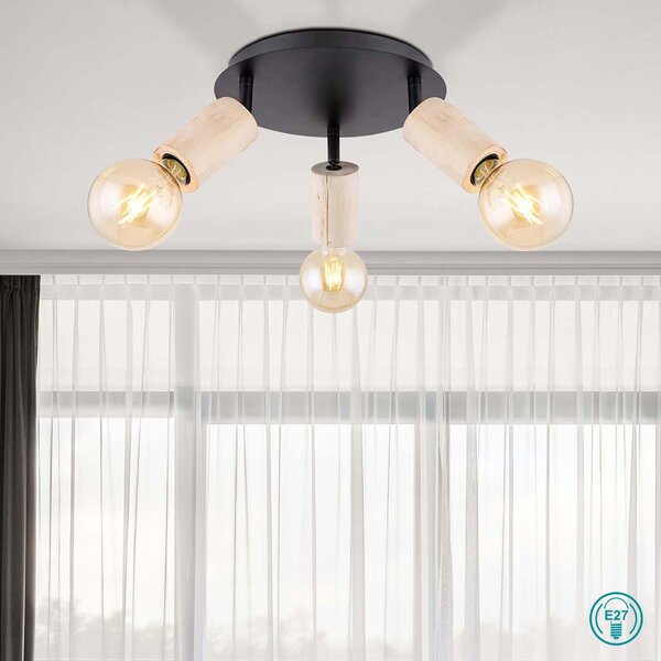 Σποτ Globo Lighting Joseba 54032-3 Μαύρο-Ξύλο