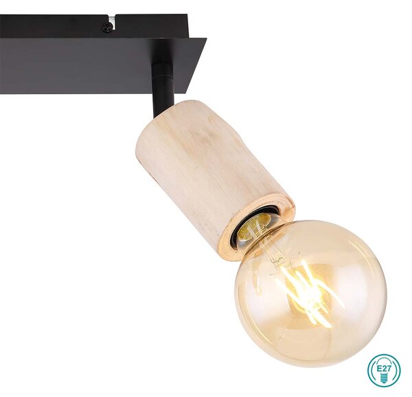 Σποτ Globo Lighting Joseba 54032-2 Μαύρο-Ξύλο