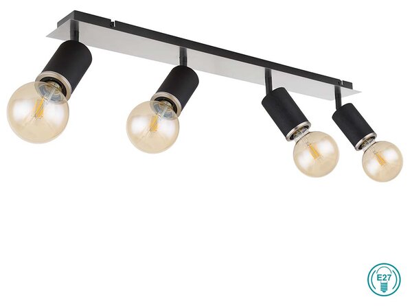 Σποτ Globo Lighting Joseba 54032-4B Νίκελ Ματ-Ξύλο Μαύρο