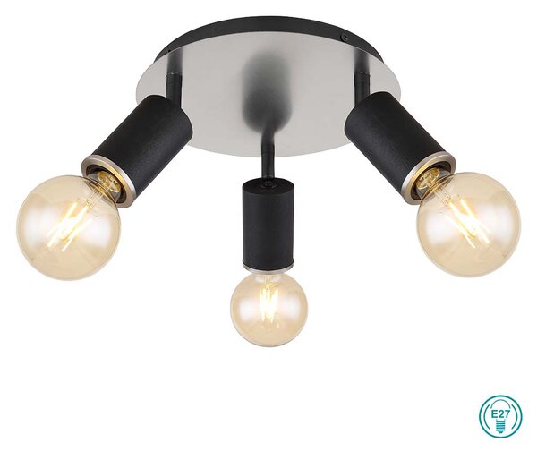 Σποτ Globo Lighting Joseba 54032-3B Νίκελ Ματ-Ξύλο Μαύρο