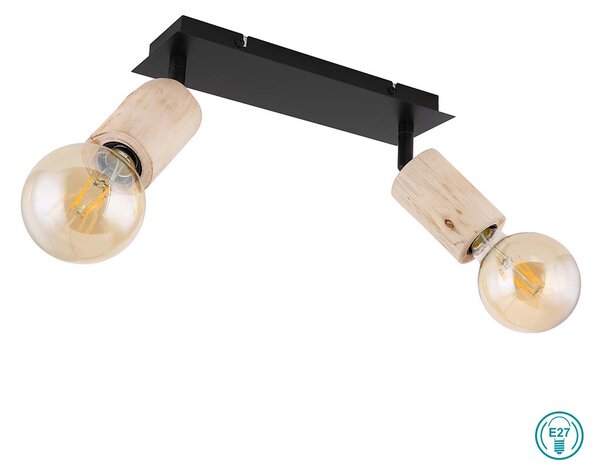 Σποτ Globo Lighting Joseba 54032-2 Μαύρο-Ξύλο