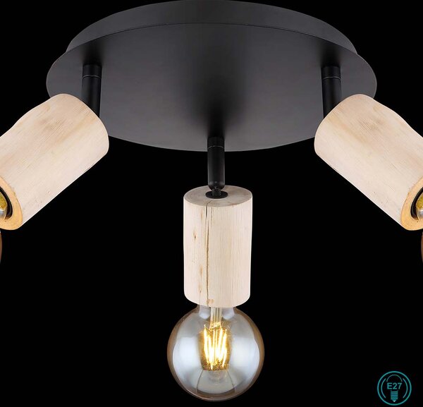 Σποτ Globo Lighting Joseba 54032-3 Μαύρο-Ξύλο