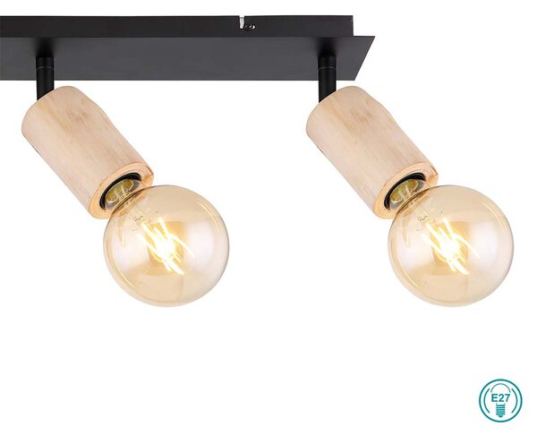 Σποτ Globo Lighting Joseba 54032-4 Μαύρο-Ξύλο