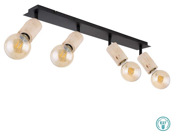 Σποτ Globo Lighting Joseba 54032-4 Μαύρο-Ξύλο