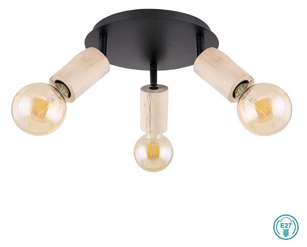 Σποτ Globo Lighting Joseba 54032-3 Μαύρο-Ξύλο