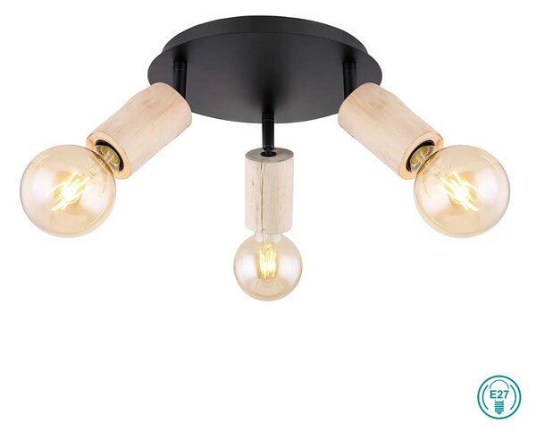 Σποτ Globo Lighting Joseba 54032-3 Μαύρο-Ξύλο