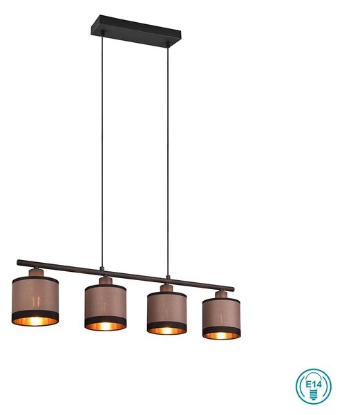 Φωτιστικό Κρεμαστό Ράγα RL Lighting Davos R31554041 Μαύρο με Τοπέ καπέλο