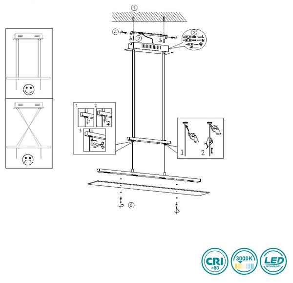 Φωτιστικό Κρεμαστό RL Lighting Milos R32004107 Νίκελ Ματ