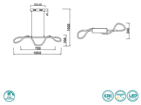 Φωτιστικό Κρεμαστό RL Lighting Argos R32361106 Χρώμιο (4000K)