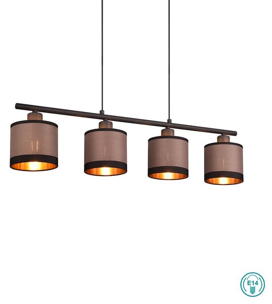 Φωτιστικό Κρεμαστό Ράγα RL Lighting Davos R31554041 Μαύρο με Τοπέ καπέλο