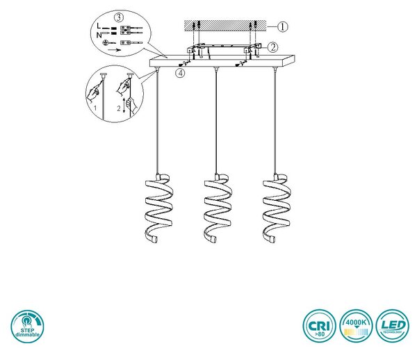 Φωτιστικό Κρεμαστό RL Lighting Laola R34183106 Χρώμιο (4000K)