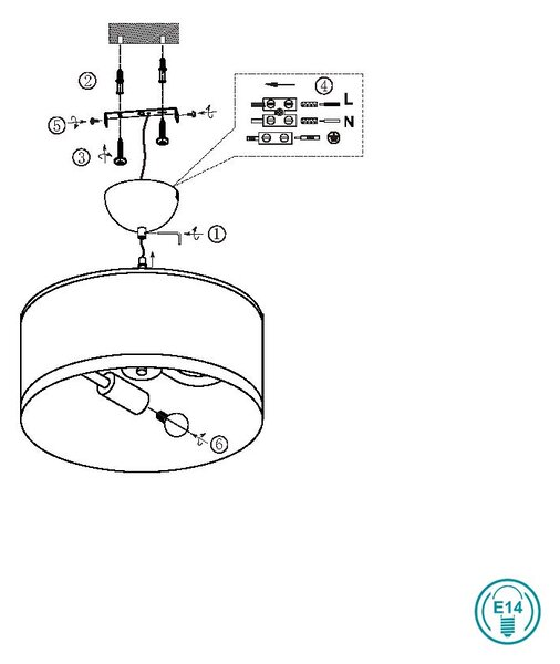 Πλαφονιέρα RL Lighting Davos R61552041 Μαύρο με Τοπέ καπέλο