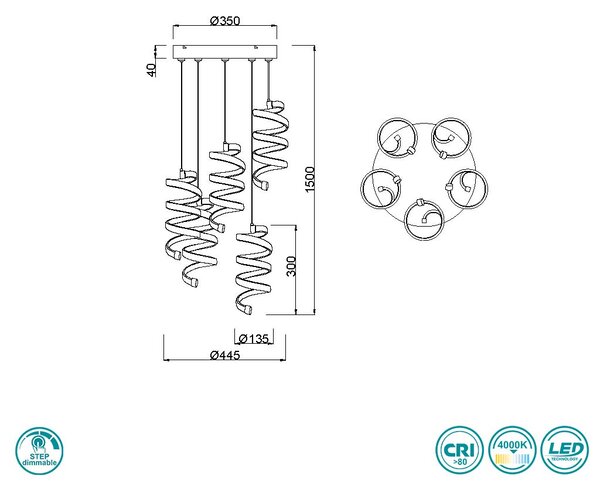 Φωτιστικό Κρεμαστό RL Lighting Laola R34185306 Χρώμιο (4000K)