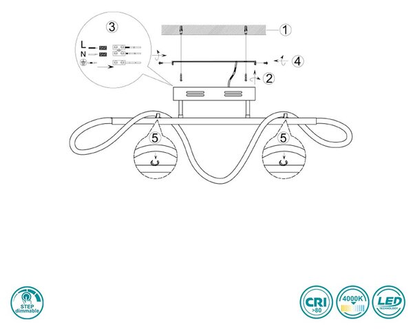 Φωτιστικό Οροφής RL Lighting Argos R62361106 Χρώμιο (4000K)