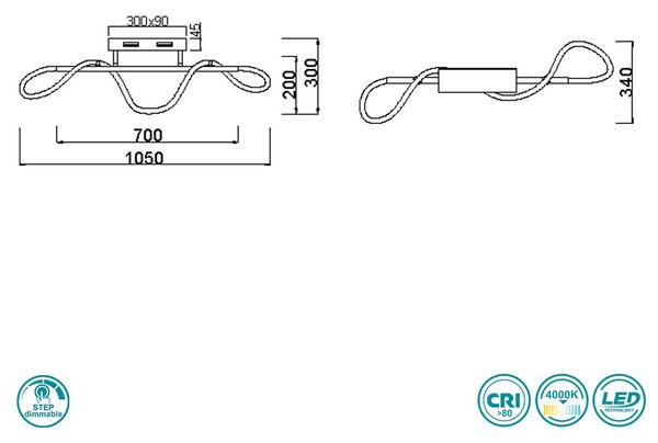 Φωτιστικό Οροφής RL Lighting Argos R62361106 Χρώμιο (4000K)