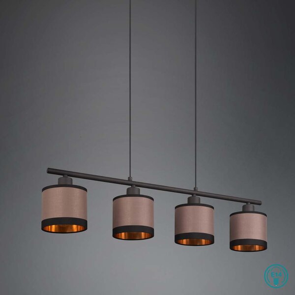 Φωτιστικό Κρεμαστό Ράγα RL Lighting Davos R31554041 Μαύρο με Τοπέ καπέλο