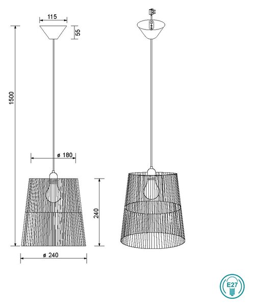 Φωτιστικό Κρεμαστό Vintage Industrial RL Lighting Holm R31041026 Καφέ