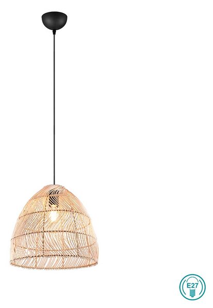 Φωτιστικό Κρεμαστό Vintage Industrial RL Lighting Rike R31131036 Φυσικό Χρώμα Rattan