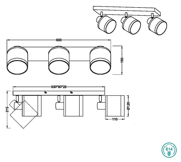 Σποτ RL Lighting Davos R81553041 Μαύρο με Τοπέ καπέλο