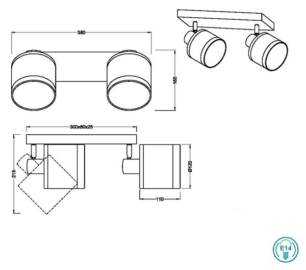 Σποτ RL Lighting Davos R81552041 Μαύρο με Τοπέ καπέλο