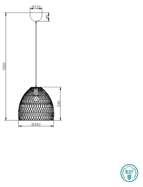 Φωτιστικό Κρεμαστό Vintage Industrial RL Lighting Rike R31131036 Φυσικό Χρώμα Rattan