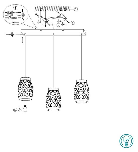 Φωτιστικό Κρεμαστό Ράγα Vintage Industrial RL Lighting Bidar R31573031 Λευκό Ματ