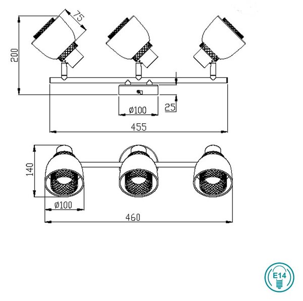 Σποτ RL Lighting Punch R80813032 Μαύρο Ματ - Χρυσό