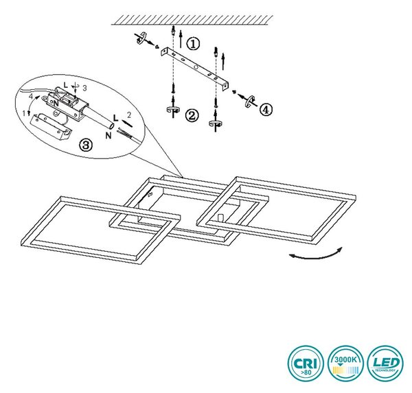 Φωτιστικό Οροφής RL Lighting Trail R64493132 Μαύρο Ματ