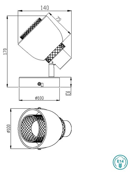 Σποτ RL Lighting Punch R80811032 Μαύρο Ματ - Χρυσό