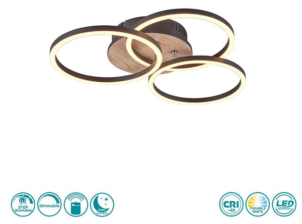 Φωτιστικό Οροφής RL Lighting Circle R62823135 Μαύρο Ματ και Ξύλο MDF