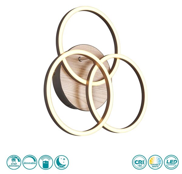 Φωτιστικό Οροφής RL Lighting Circle R62823135 Μαύρο Ματ και Ξύλο MDF