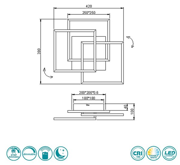 Φωτιστικό Οροφής RL Lighting Mobile R62883135 Μαύρο Ματ και Ξύλο MDF