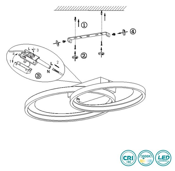 Φωτιστικό Οροφής RL Lighting Malaga R64482107 Νίκελ Ματ