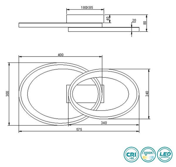 Φωτιστικό Οροφής RL Lighting Malaga R64482107 Νίκελ Ματ