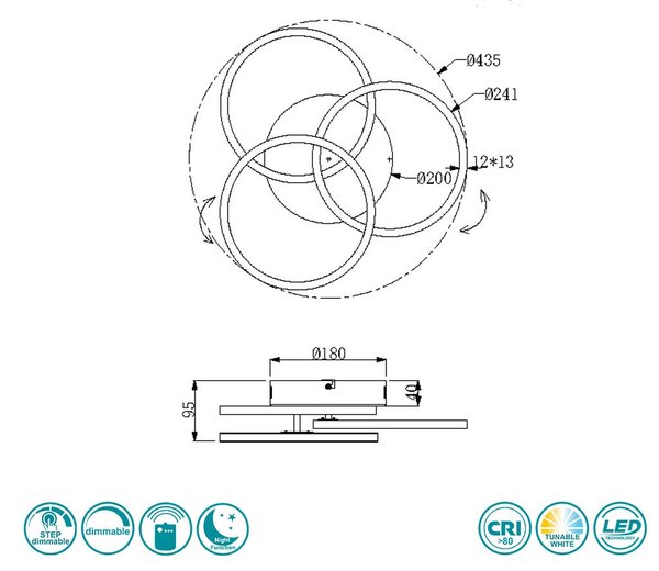 Φωτιστικό Οροφής RL Lighting Circle R62823135 Μαύρο Ματ και Ξύλο MDF