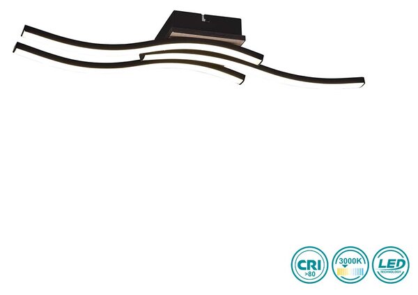 Φωτιστικό Οροφής RL Lighting Route R62473135 Μαύρο Ματ και Ξύλο MDF