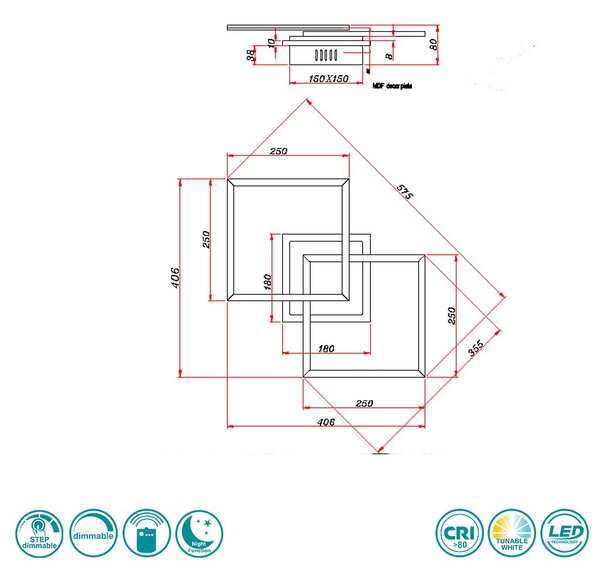 Φωτιστικό Οροφής RL Lighting Giro R62793635 Μαύρο Ματ και Ξύλο MDF