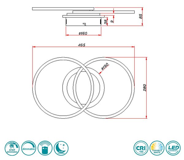 Φωτιστικό Οροφής RL Lighting Giro R62783635 Μαύρο Ματ και Ξύλο MDF