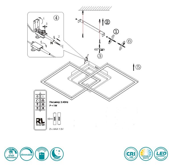 Φωτιστικό Οροφής RL Lighting Giro R62793635 Μαύρο Ματ και Ξύλο MDF