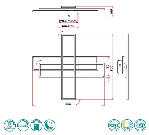 Φωτιστικό Οροφής RL Lighting Corso R64423107 Νίκελ Ματ