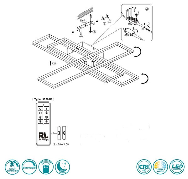 Φωτιστικό Οροφής RL Lighting Corso R64423132 Μαύρο Ματ