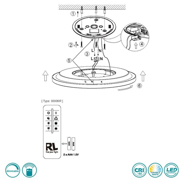 Φωτιστικό Οροφής RL Lighting Scott R64381032 Μαύρο Ματ