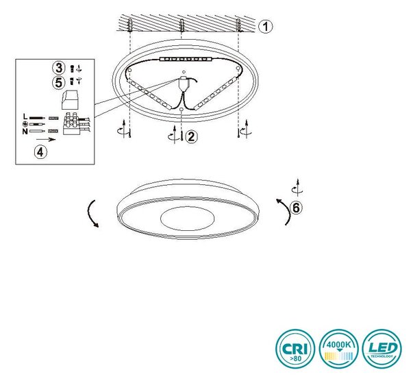 Φωτιστικό Οροφής RL Lighting Bunda R64361106 Χρώμιο (4000K)